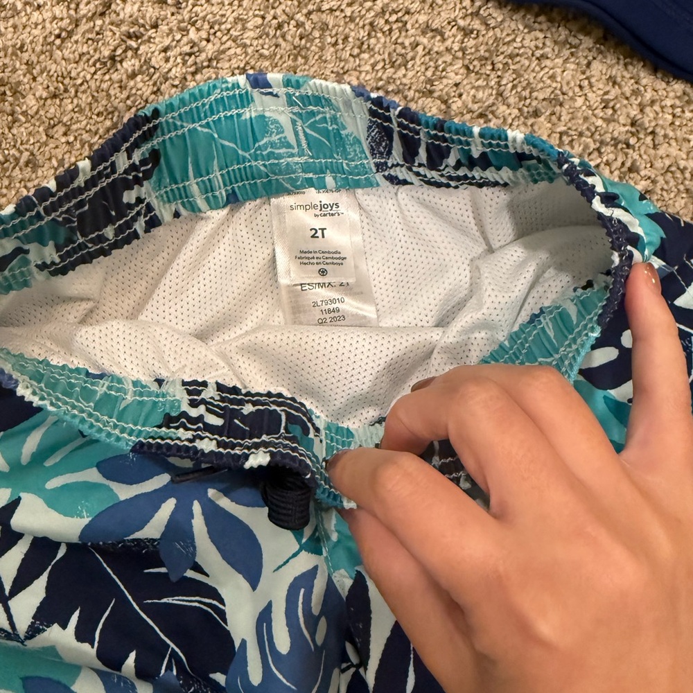 Simple Kids Swim Rashguard Set - Navy and Teal - Picture 3 of 4